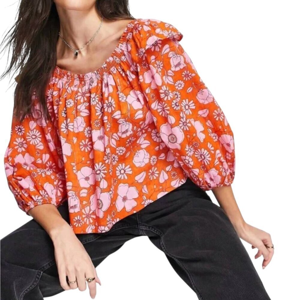 Free People Miss Daisy Floral On Off The Shoulder Flowy Top Shirt